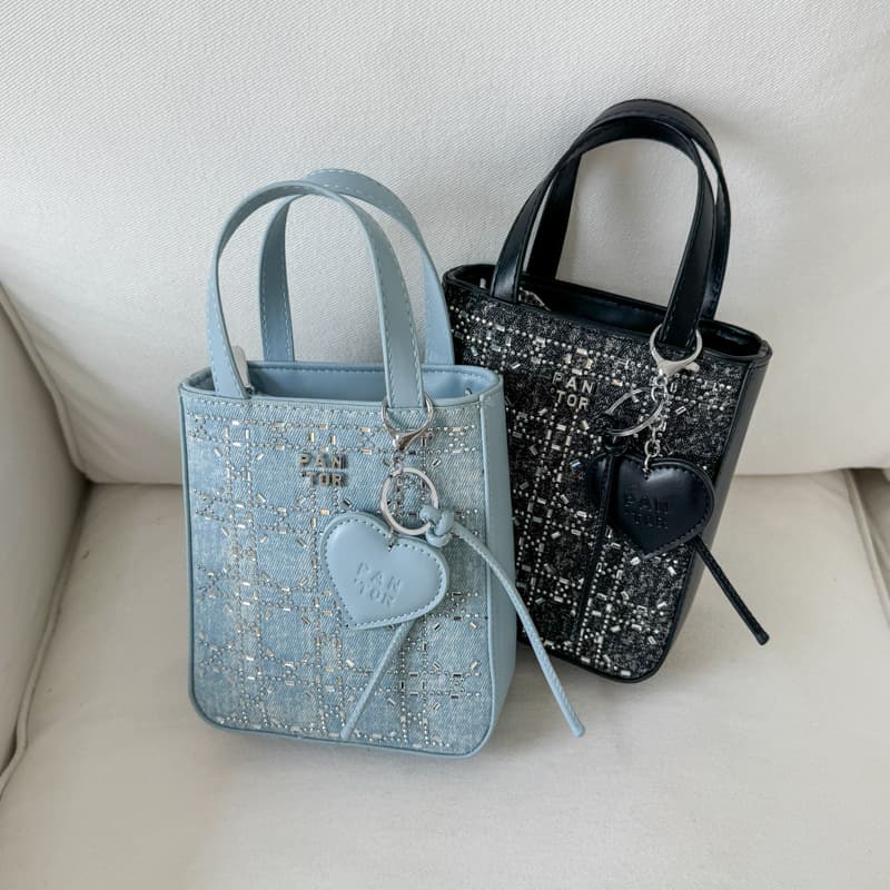 Korean Fashion Rhinestone Handbag Versatile Premium Bags Trendy Heart Shoulder Crossbody Bag Casual Commuter Women's Bag