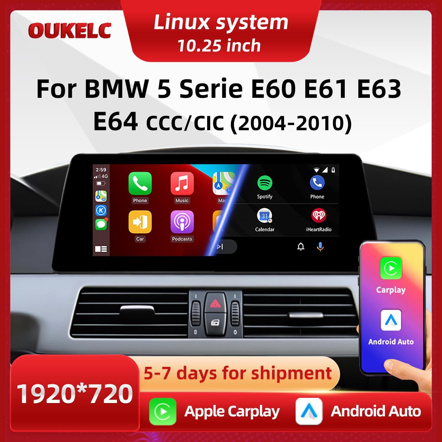 For BMW 5 Series E60 E61 E63 E64 Center Console Large Screen Car GPS Navigation All-in-One