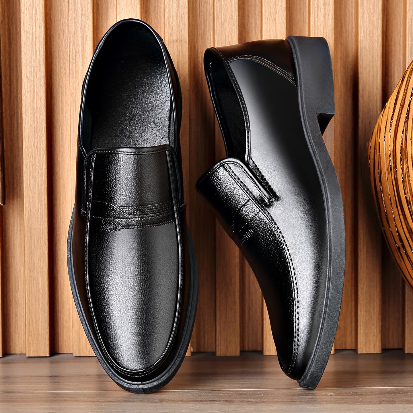 Men's Cross-Border Pebbled Leather Shoes, Business Formal Casual Leather Shoes, British Groom's Wedding and Groomsmen's Shoes