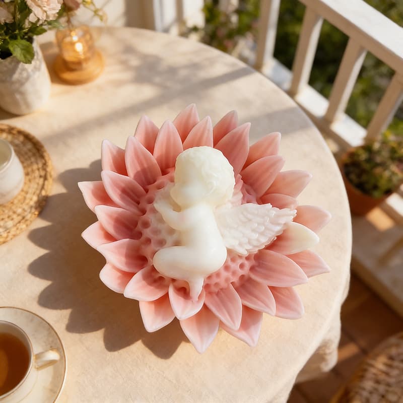 Sunflower little angel scented candle silicone mold diy little angel glue plaster ornament diffuser stone mold