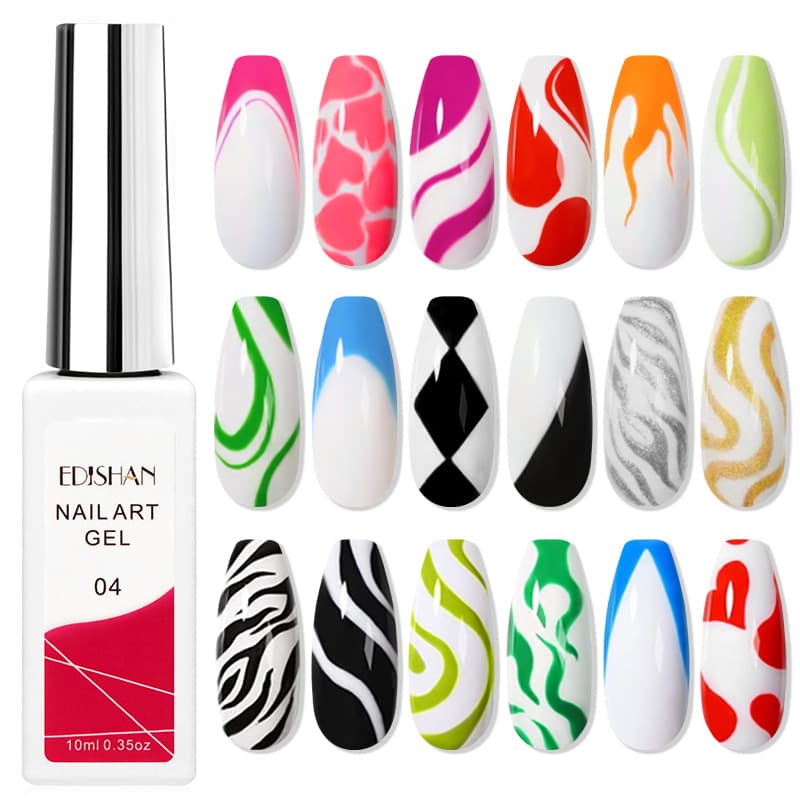 New 12-Color Pulling Line Gel Nail Art Painting Gel for Nail Salons UV Line Drawing String Gel Set