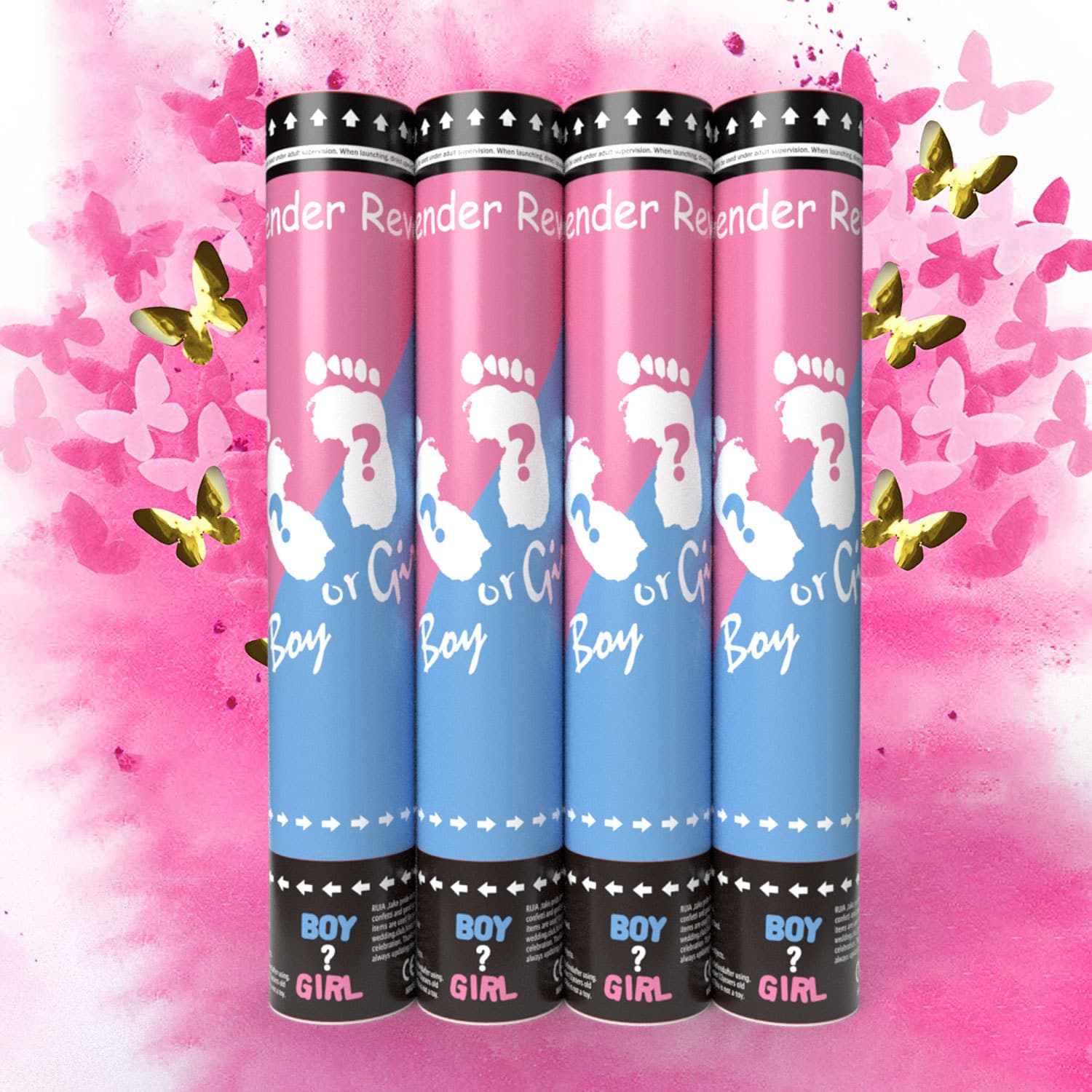 Gender Reveal Party Cannon Hand-Twisted Boy Girl Confetti Filled Wedding Birthday Party Favors Safe Non-Lightning Smoke