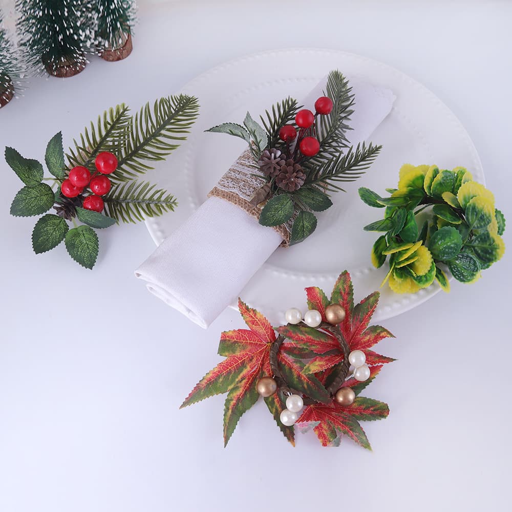 Self-Developed Cross-Border New Autumn Maple Leaf Simulated Pumpkin Wreath, Harvest Festival, Halloween, Thanksgiving Napkin Rings