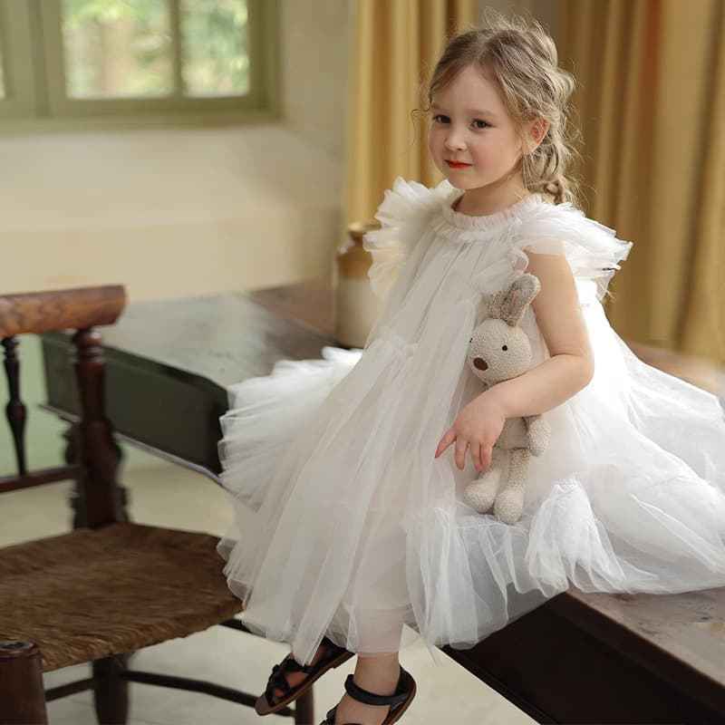 Spring Handmade Puffy Tulle Princess Skirt Children's Dress Girls' Clothing Polyester Fiber Blend Dry Clean Only