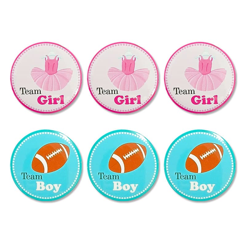 Team Boy Girl Tin Pin Badge Baby Shower Gender Reveal Party Boy Girl Badge