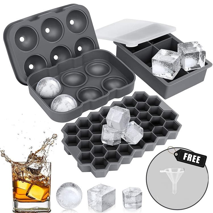 Cross-border 6-grid 8-grid Square Ice Cube Mold 37-grid Honeycomb Ice Cube Whiskey Ice Maker Ice Ball Mold Silicone Ice Cube Tray