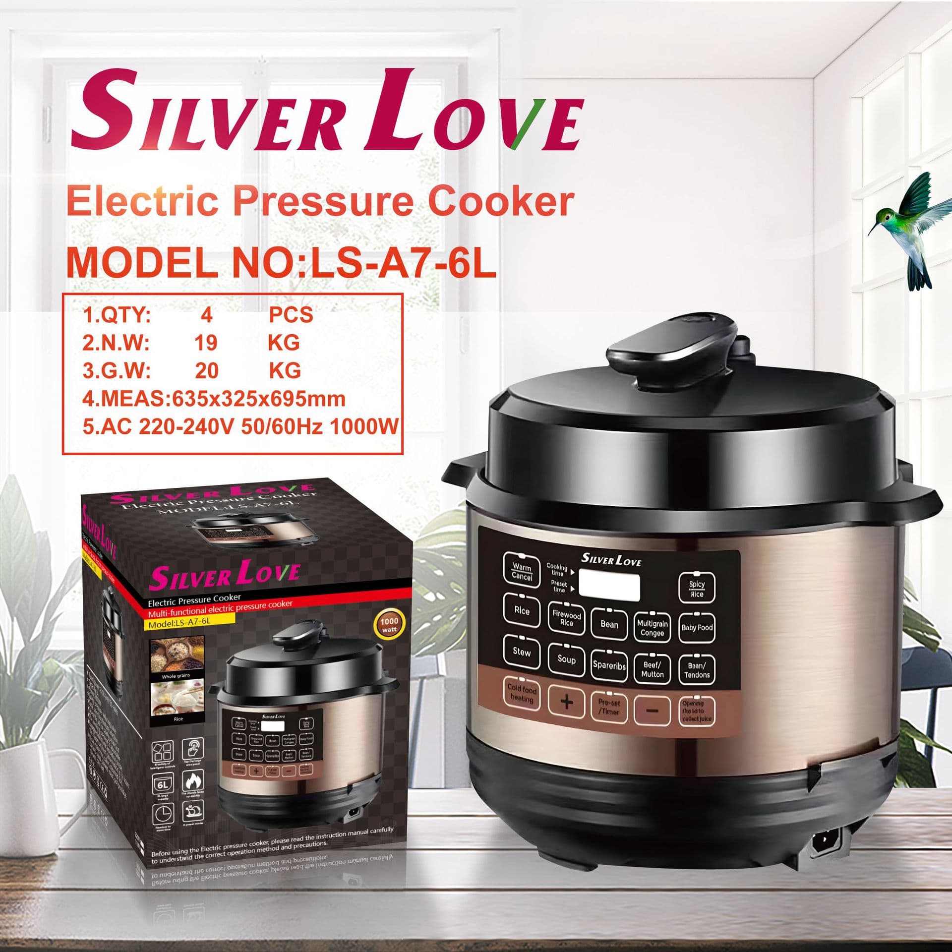Export Smart Electric Pressure Cooker for Home Use, Multi-functional 6L Large Capacity Non-stick Electric Rice Cooker