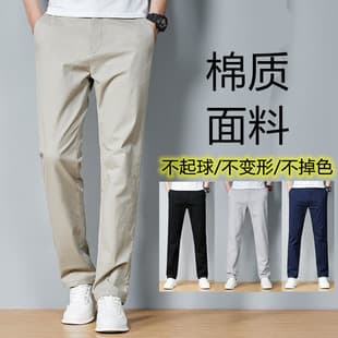 Men's Casual Trousers 2026 Spring/Summer Pants Korean Straight Leg Long Pants Trendy Wrinkle-Free Dress Pants Youth Solid Color Versatile