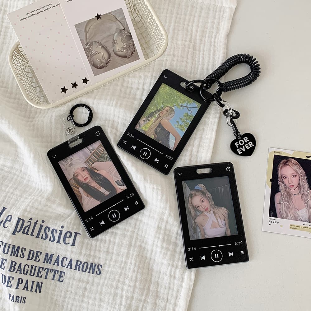 Ins style polaroid card holder student campus card meal card bag star chasing small card hard card holder anti-lost elastic keychain