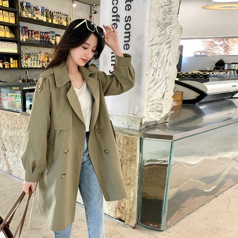 Plus-size women's high-end trench coat, mid-length, 2022 new style, loose fit for plus-size women [0819]
