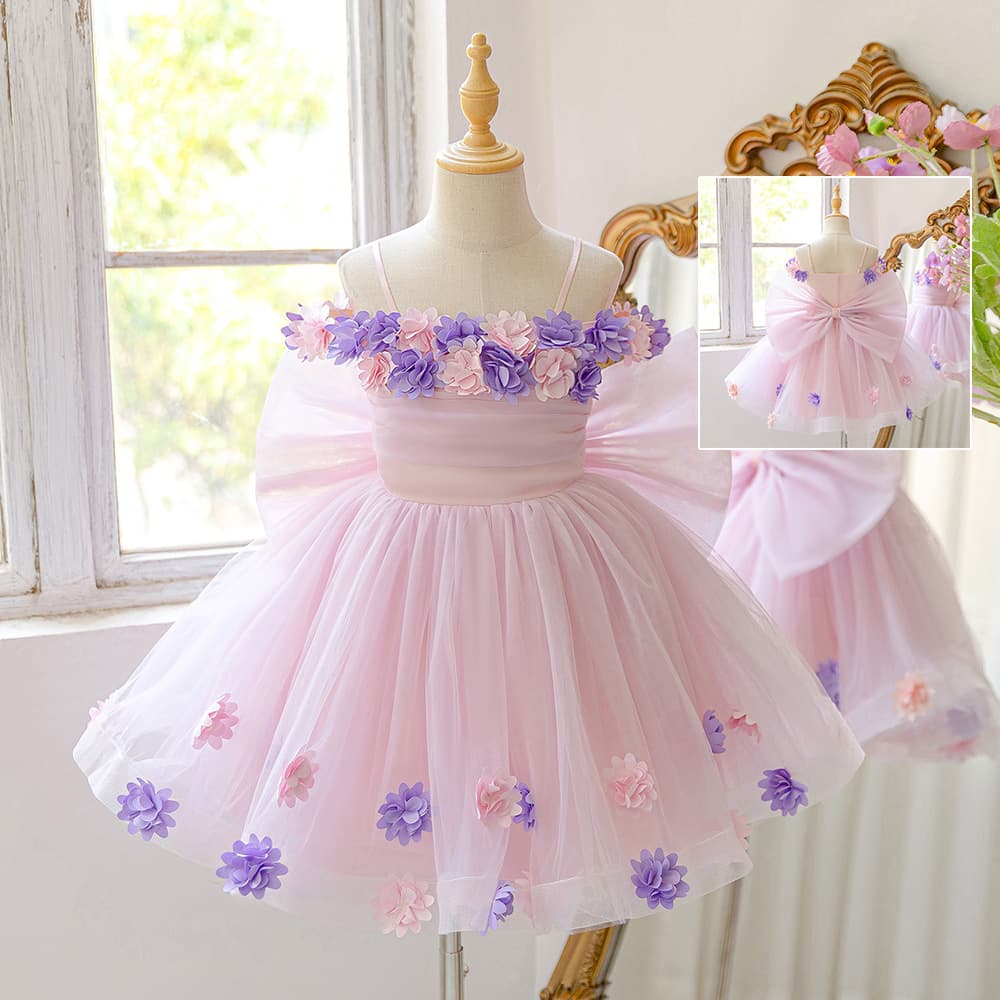 Girls Princess Dress Baby Dresses Formal Gown Children's 3D Flower Host Piano Performance Costume