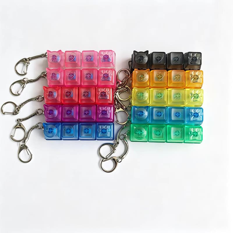 Cross-border decompression unlit mechanical keyboard press keychain personalized keycap decompression toy schoolbag keychain
