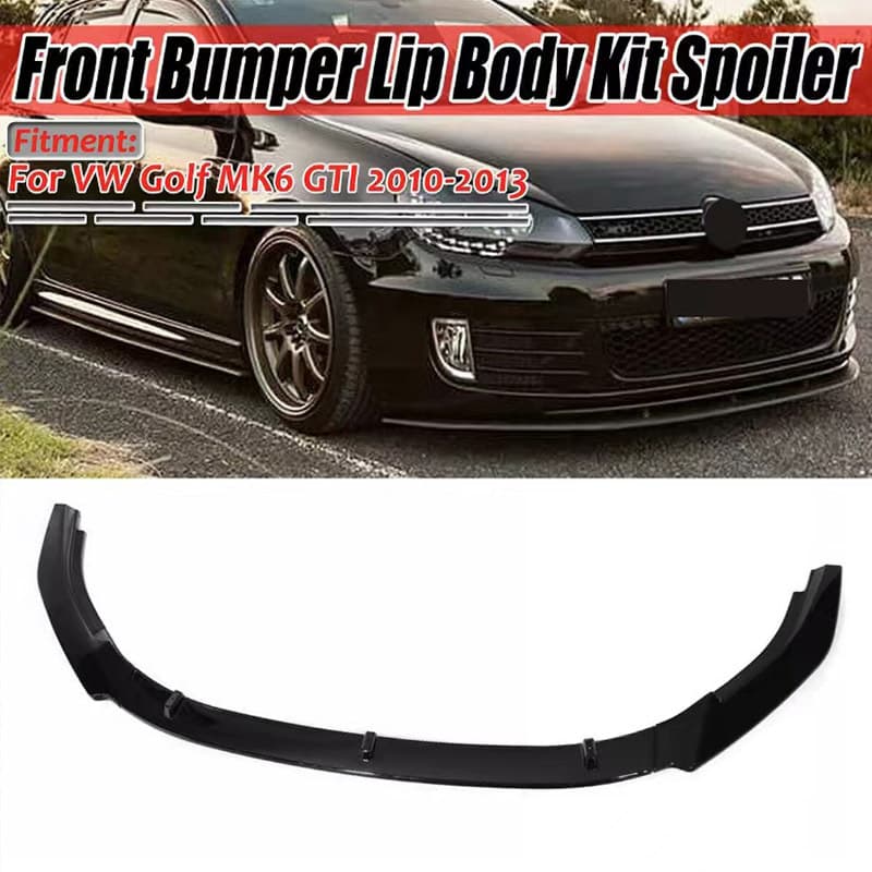 For MK6 Golf 6 GTI R20 Front Lip Modification Three-Piece Front Spoiler Add Carbon Fiber Pattern Chin Spoiler
