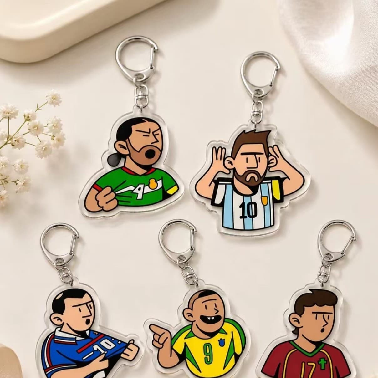 Cross-border World Cup star acrylic keychain Cristiano Ronaldo and Messi keychain pendant World Cup peripheral materials