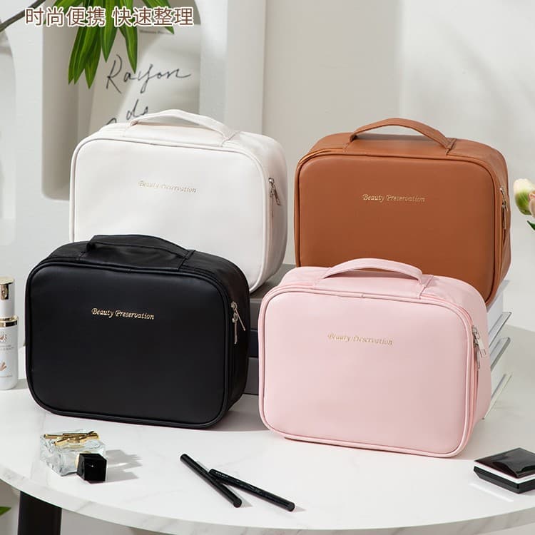 New detachable makeup bag with compartments, essential travel toiletry case with free-division storage