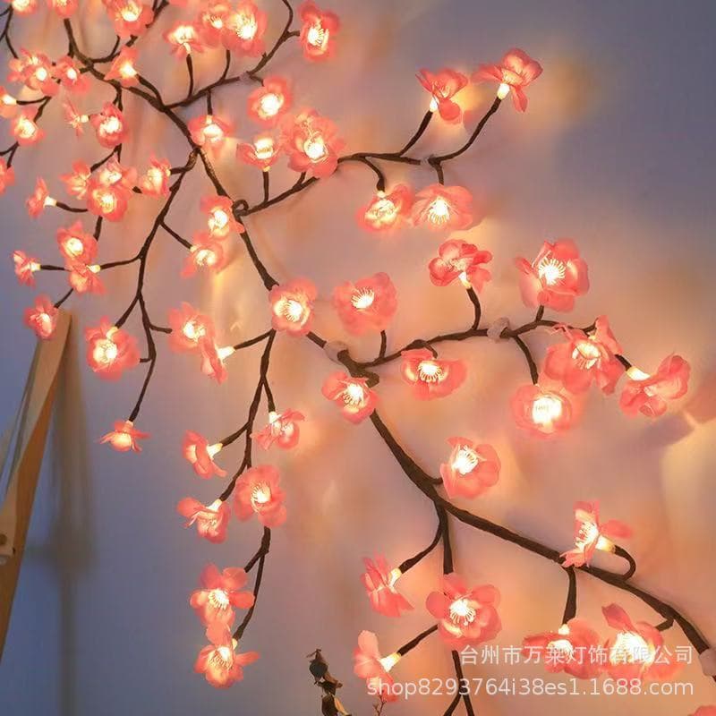 Cross-border LED tree branch lamp rattan lamp cherry blossom room wall background interior decoration atmosphere shape lamp bendable