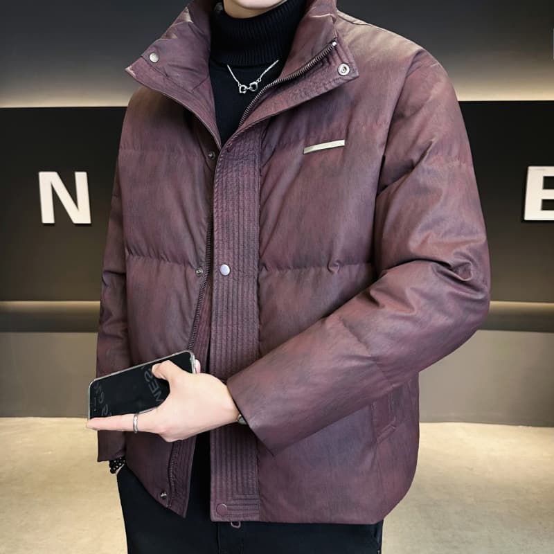 National standard 90% down feather owner-style winter stand collar lapel men's casual dyed leather down jacket