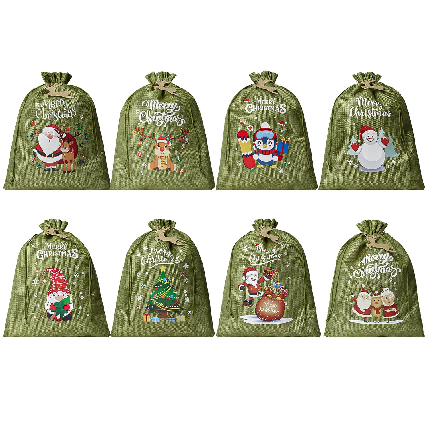 Christmas large imitation linen bag Merry Christmas gift wrapping bag linen girdle party children's candy drawstring bag