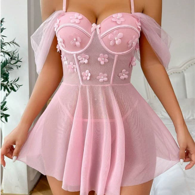 Europe, America, and Southeast Asia wholesale women's fashion sexy pure desire camisole lingerie sheer mesh slip dress