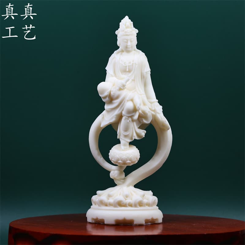 Ivory Nut Free-Sitting Guanyin Buddha Statue Ornament Creative Home Living Room Tea Room Study Antique Shelf Decoration