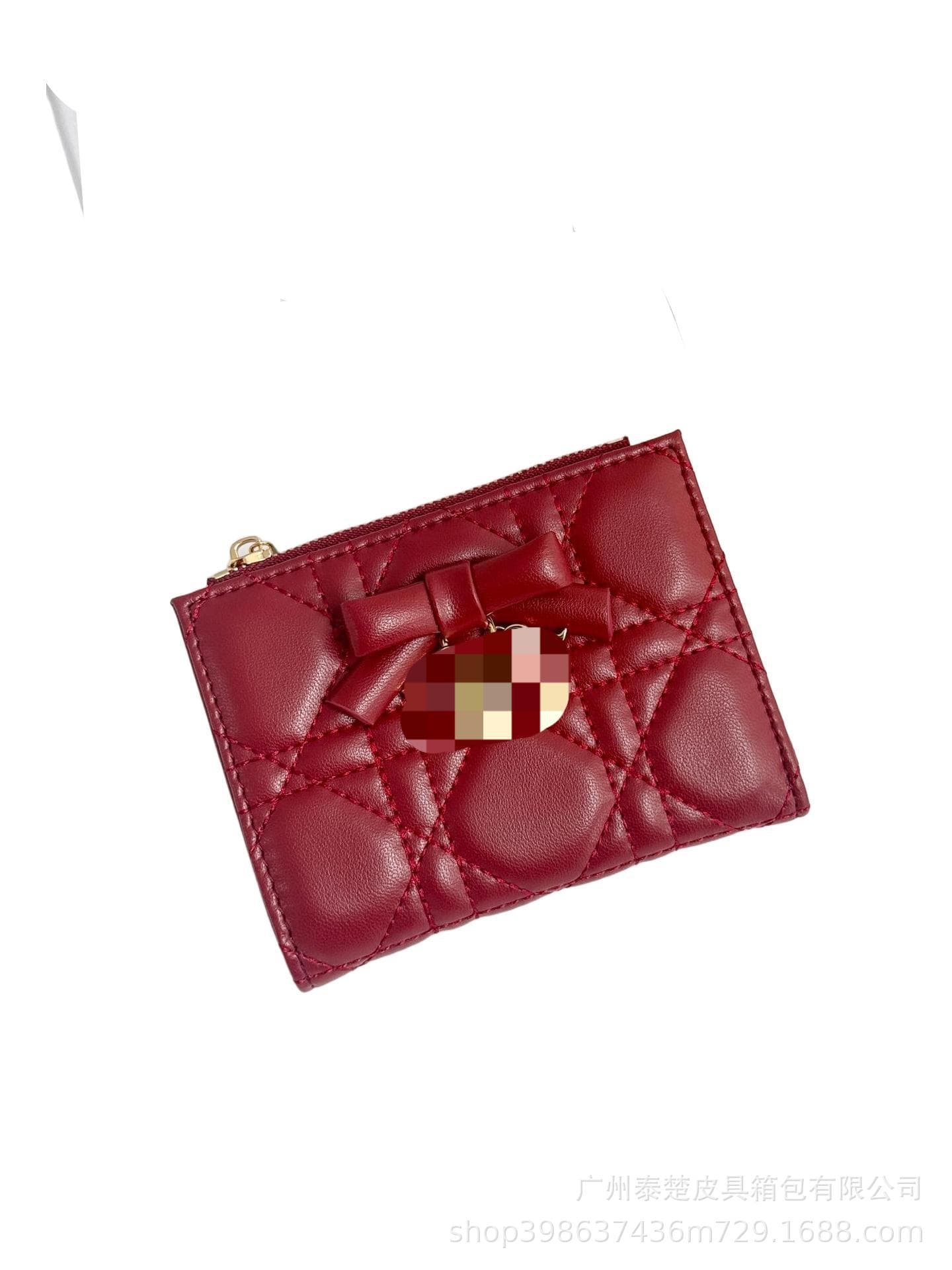 2025 New Quilted Genuine Leather Women's Bow Wallet Premium Tri-Fold Card Holder Fashion Coin Purse