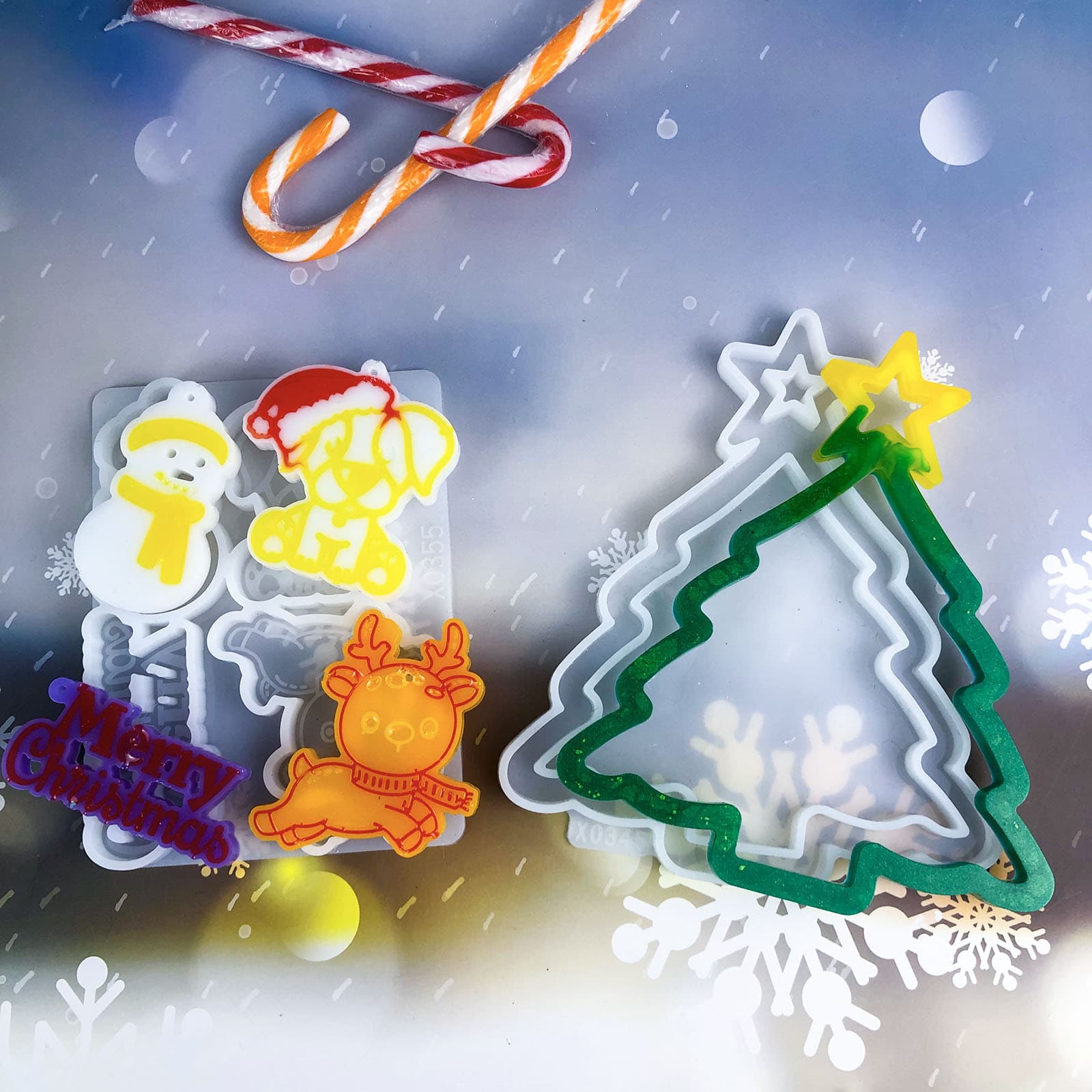 X0345+X0355 Christmas Tree Hanging Ring + Bell Hanging Ring Inner Core Decoration Mold, DIY Silicone Mold