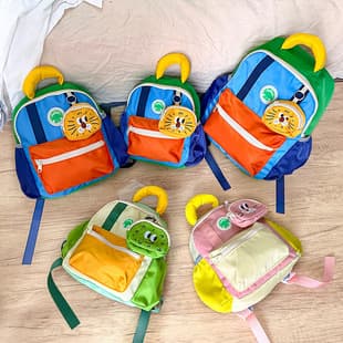 Kindergarten Backpack for Boys and Girls, Kids Animal Double Shoulder Bag Ages 3-6, Dopamine Backpack