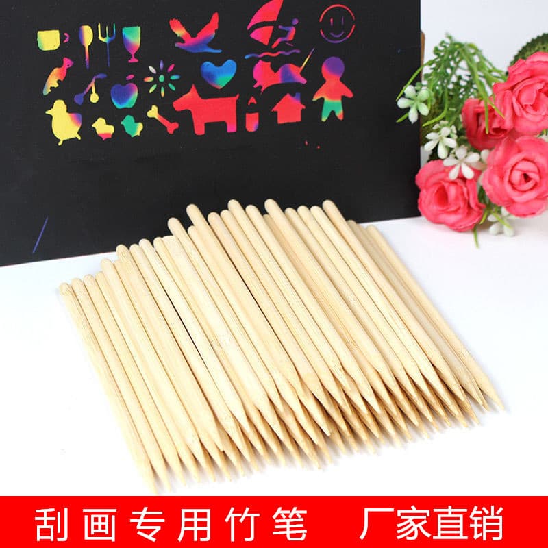 Children's Handmade Drawing Bamboo Pen Tip Scratching Painting Paper Special Scratching Wax Pencil Office Culture Painting Brush