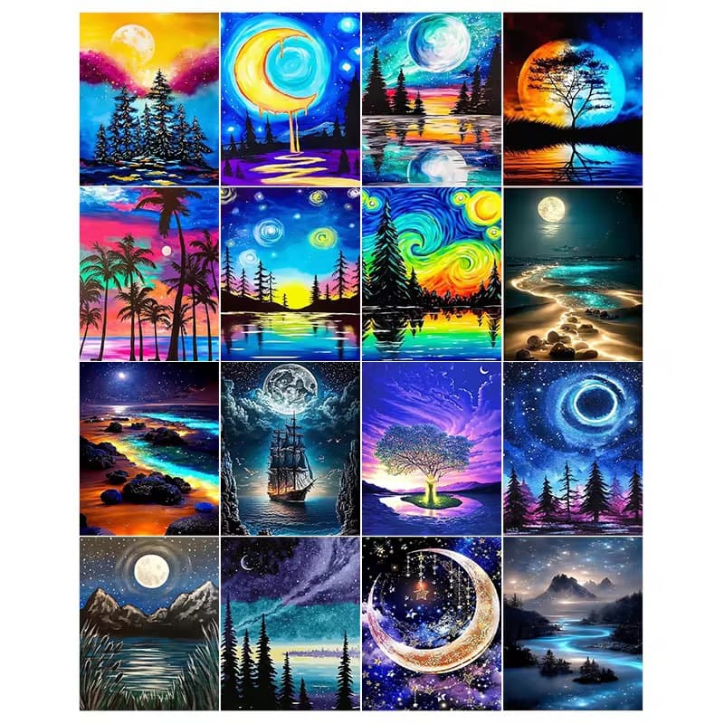Cross-border Starry Sky Diamond Painting Sticker 30×40cm Round/Square Diamond, Adult Living Room Diamond Painting DIY
