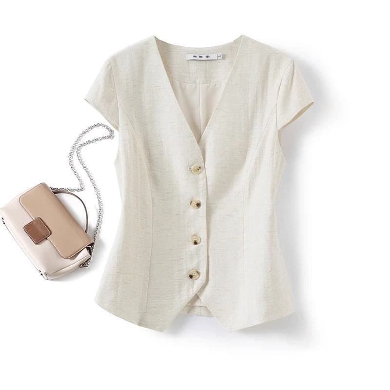 Old Money Style Linen Thin Vest Women's Vest 2026 Summer New Slim Fit Slim Temperament Sleeveless Suit Waistcoat