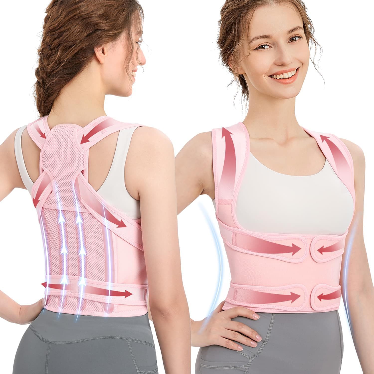Cross-border back and waist posture orthosis unisex anti-hunchback adjustable invisible compression correction and fixation belt.