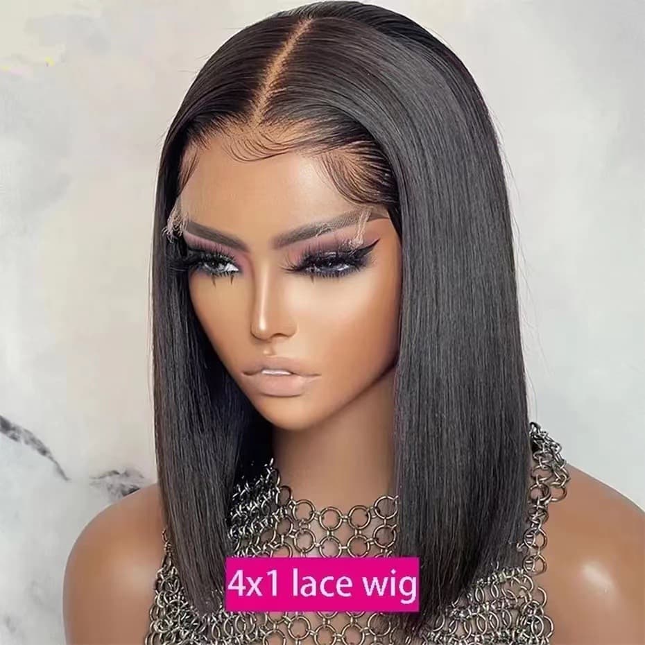 European and American 13x4 HD Lace Bob Wig, Bob Headpiece Front Lace Wig Human Hair In Stock