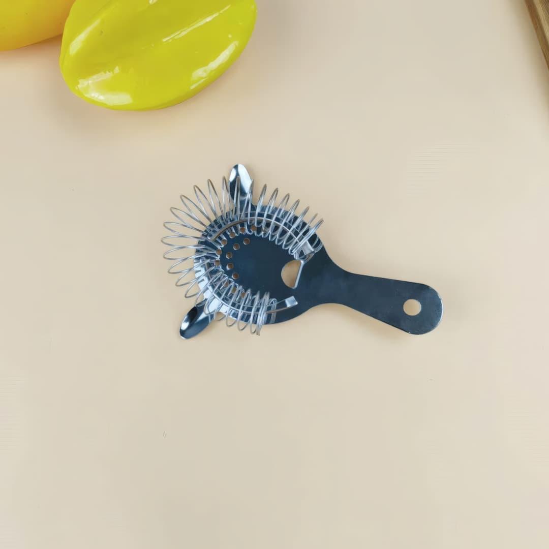 Cross-border Wholesale Stainless Steel Ice Strainer for Bar Cocktail Ice Filtering with Double Ears
