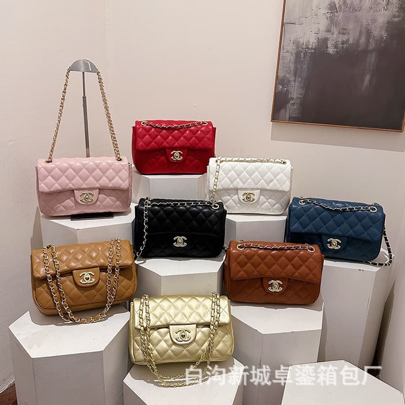 New Cross-Border Women's Bag 2026 New Fashion Diamond Quilted Stitching Chanel-Style Shoulder Crossbody Bag Small Square Bag