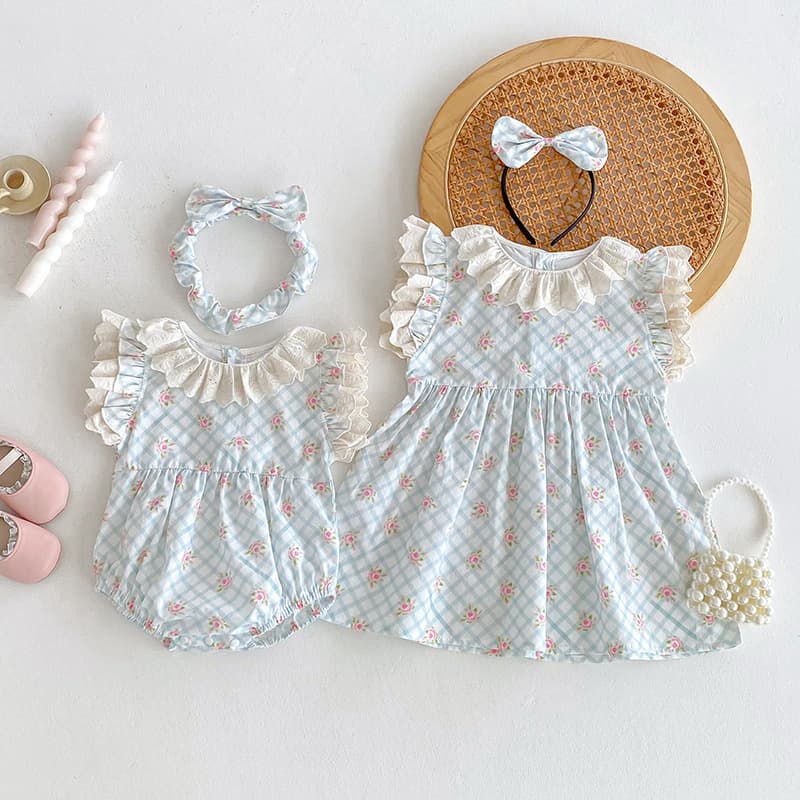 120g cotton baby jumpsuit summer style pure cotton type A bag fart clothing for baby girl sweet little flower crawling suit sister outfit