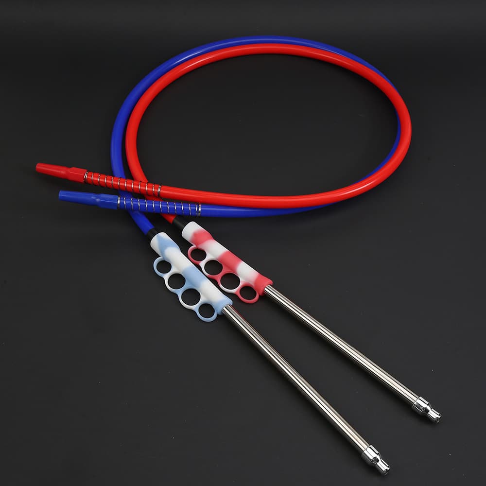 Arabic Handle Hookah Hose Stainless Steel Mouthpiece Colorful Threaded Tube Telescopic Silicone Hookah Suction Tube Wholesale