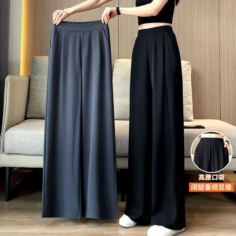 Cross-border suit pants for women summer thin high-waisted wide-leg pants 2025 new casual straight women's pants spring and autumn