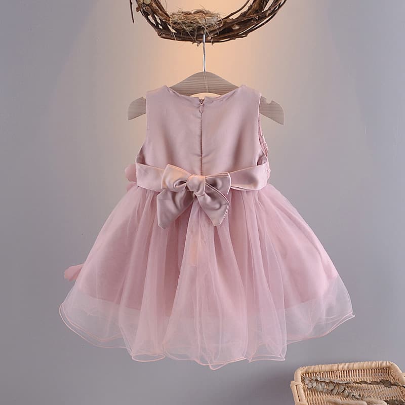 Summer Baby Girl White Princess Dress Infant Puffy Sleeveless Vest Dress 1-2-3 Years Kids Summer Clothing