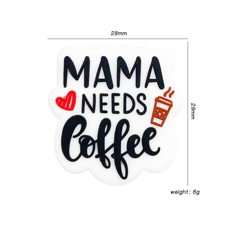 Manufacturer's Ready Stock Creative Silicone Letter Coffee Mom Beads Baby Teether Beads DIY Accessories Pacifier Chain