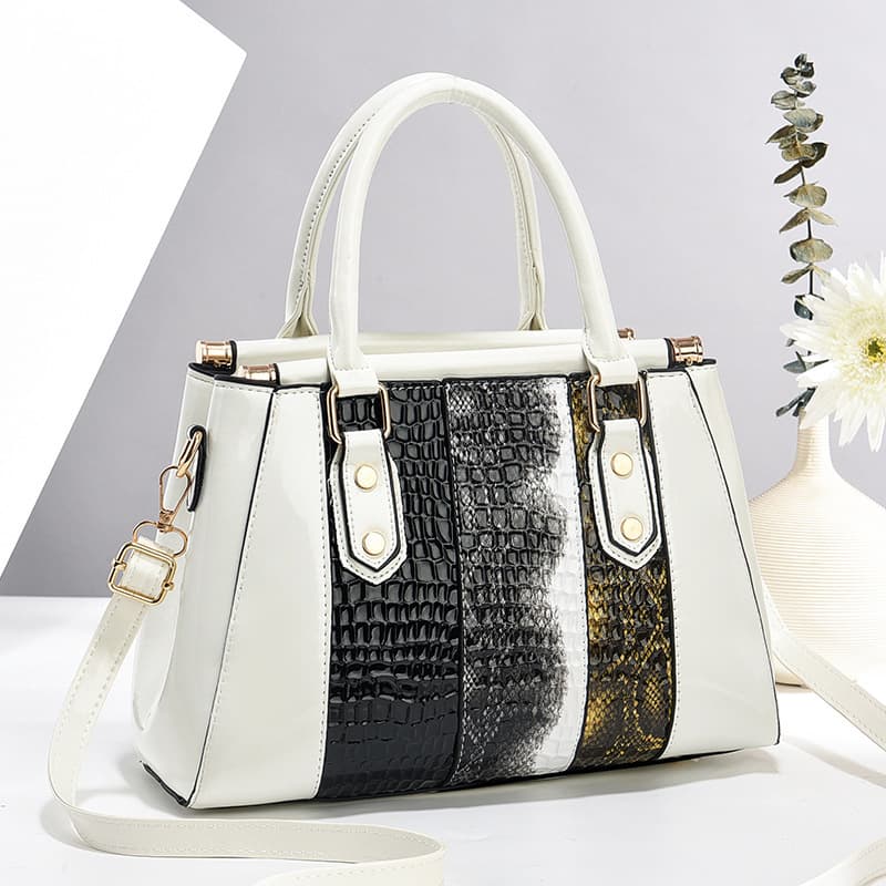 New Stitched Crocodile Pattern Handbag, Multi-Color High-Fashion Shoulder Bag, Multi-Layer Large Capacity Trendy Crossbody Bag
