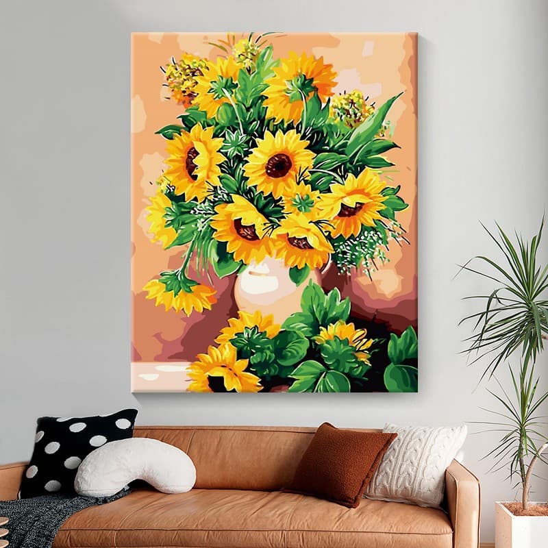 Sunflower Digital Oil Painting DIY Paint by Numbers Acrylic Handmade Decorative Painting Fill by Numbers Painting Wholesale