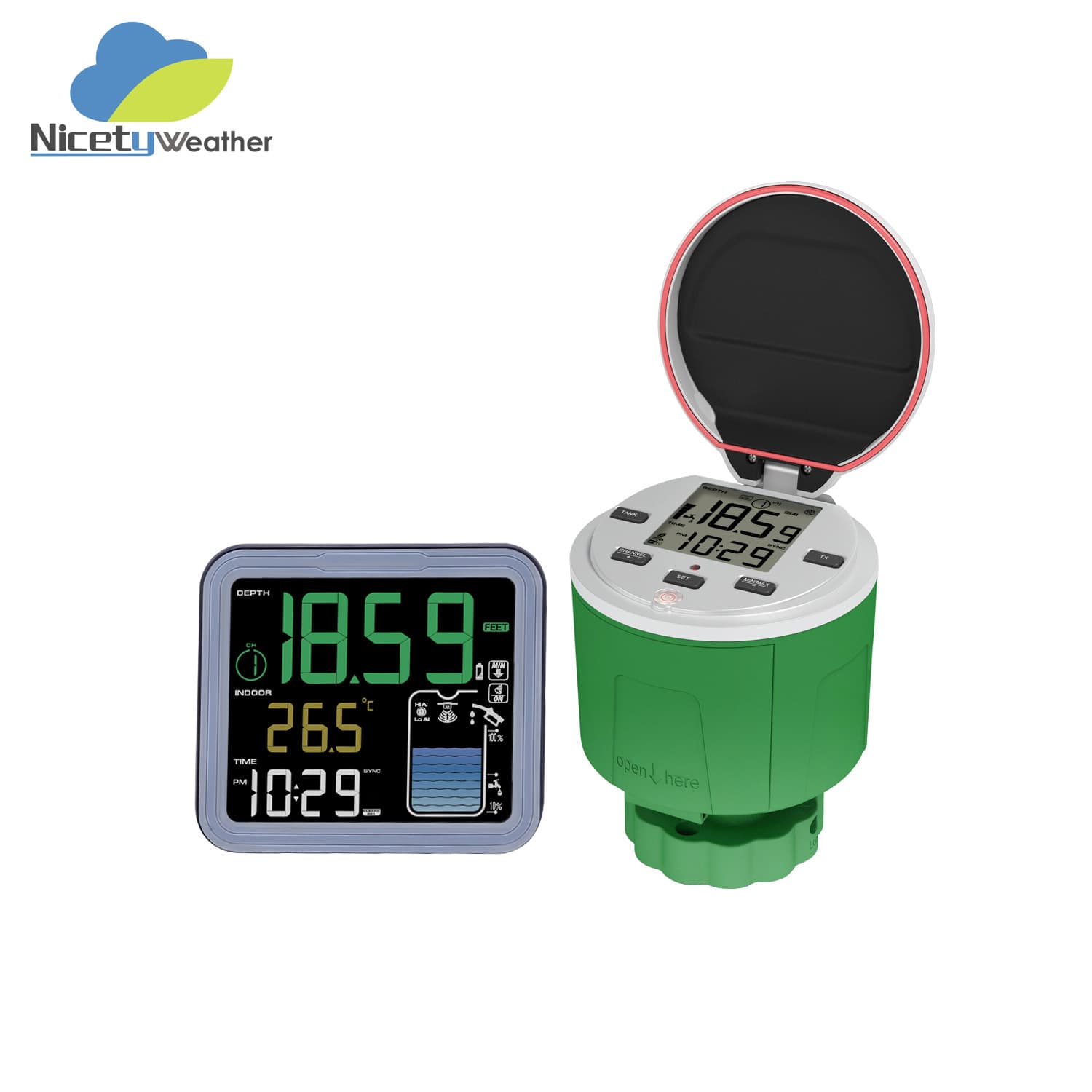 Solar ultrasonic water level monitor 150 meters monitoring IP68 liquid level meter water tank IP68 waterproof digital display