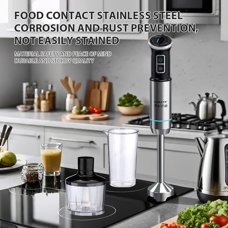 02042 Stainless Steel Blending Stick for Juicing and Crushing, Hand Blender