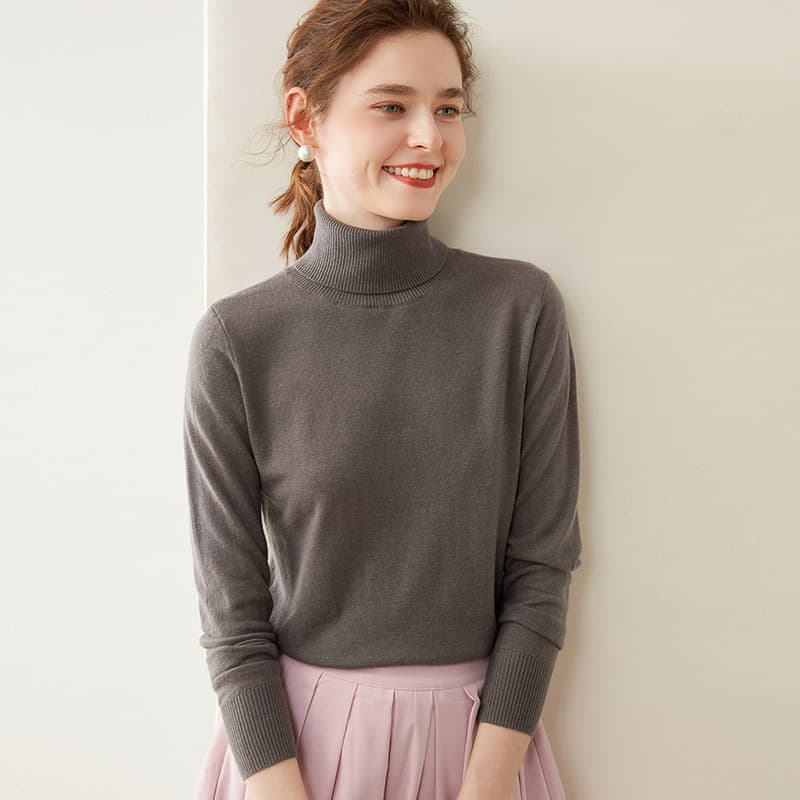 Turtleneck Wool Sweater Women's Wool Knit Sweater Autumn and Winter New Style Sweater Style Loose Bottoming Cashmere Sweater