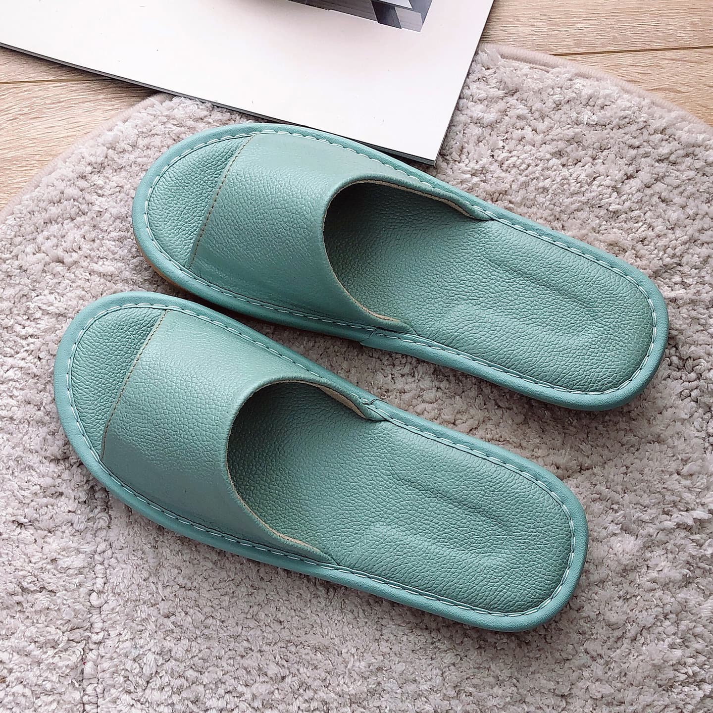 Genuine Leather Home Slippers for Women Summer, Indoor Anti-Slip Waterproof Cowhide Summer Slippers, Soft Sole for Men