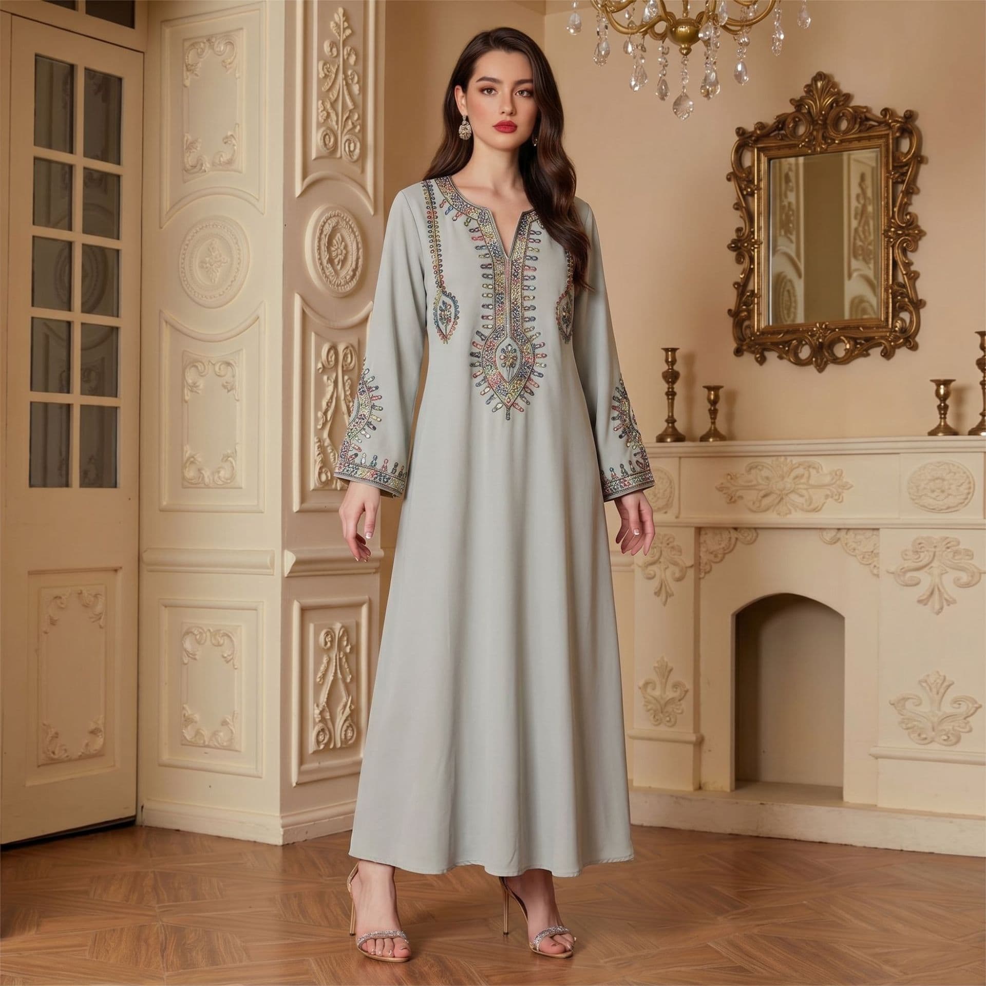 Wholesale Cotton Linen Embroidered Maxi Dress, New Festival Party Dress from Source Factory, Elegant Embroidered Dress