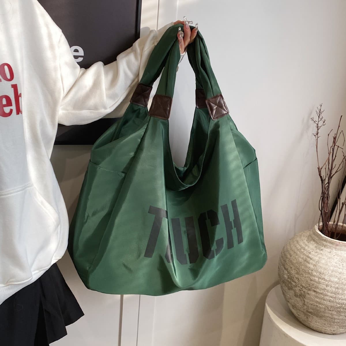 Mom Bag Tote Travel Large Capacity Casual Yoga Bag Women Simple Nylon Shoulder Bag Large