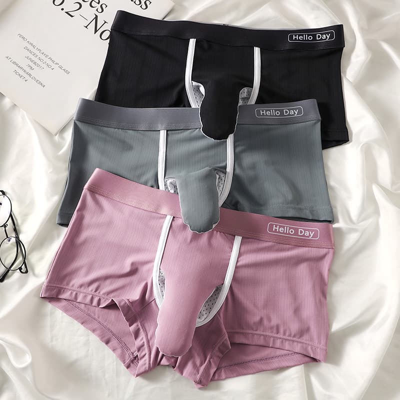 Men's Breathable Boxer Briefs Personality Gunpowder Separation Four Corner Pants Comfortable Nylon mid Waist Underwear
