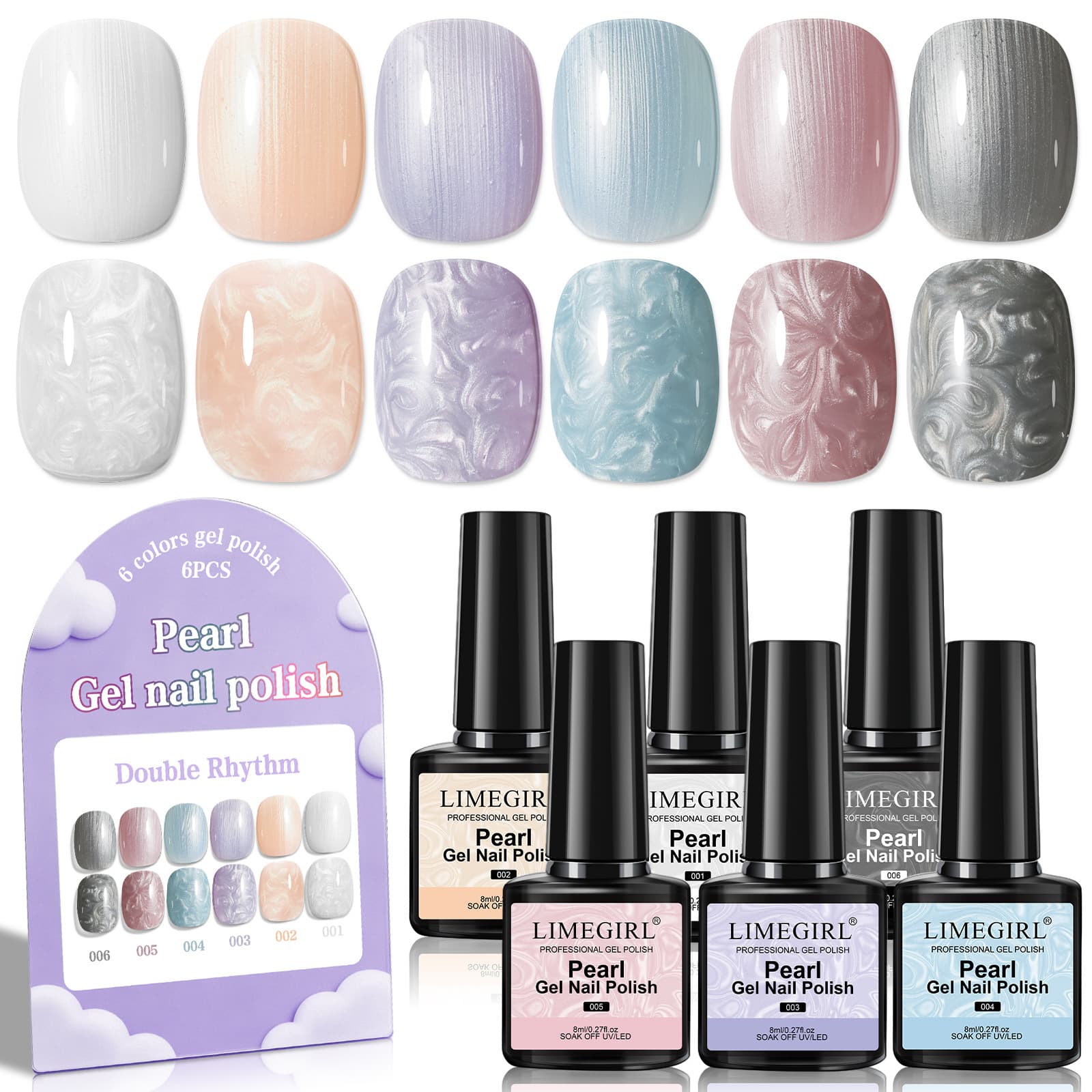 Eggshell Gel, 8-Color Eggshell Speckle 2-in-1 No-Wipe Top Coat Base Gel, Nail Polish Gel