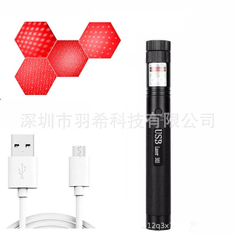 Cross-border exclusive stock USB Laser303 starlight single-point green red blue-purple laser flashlight